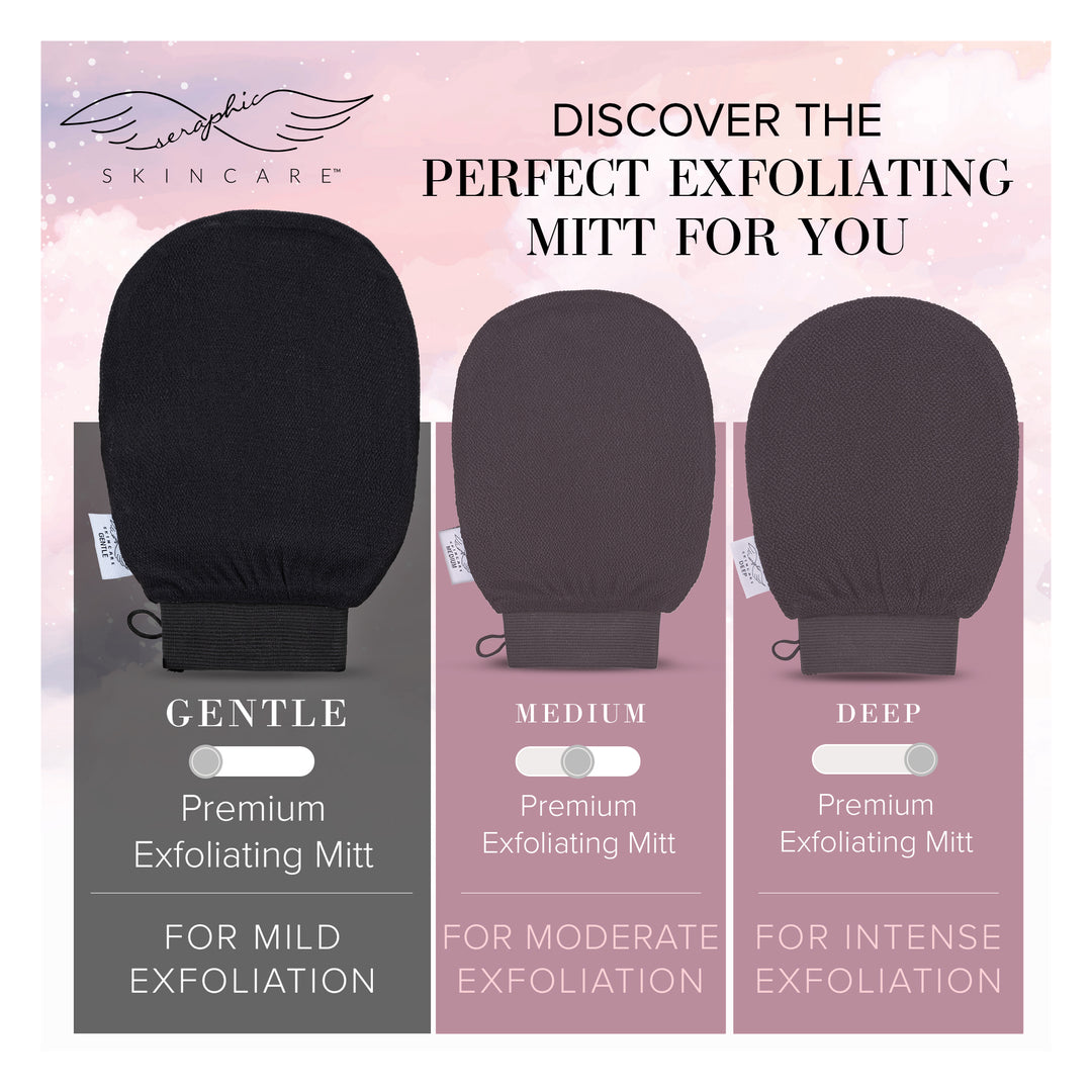 Gentle, Medium & Deep Premium Exfoliating Mitts