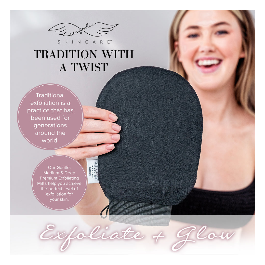 Gentle, Medium & Deep Premium Exfoliating Mitts