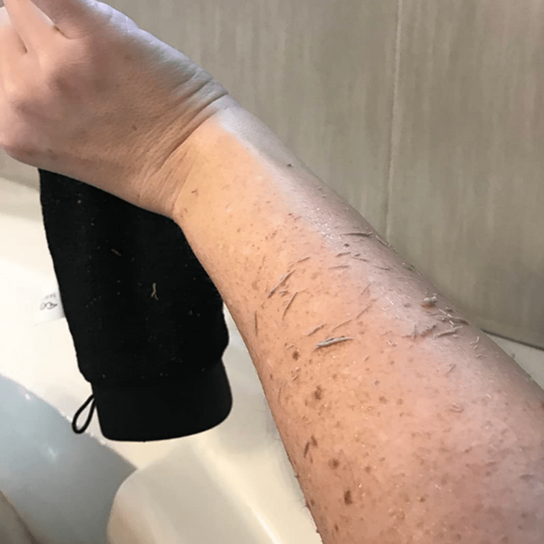 exfoliating glove result